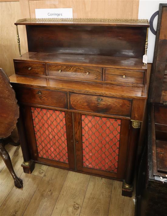 A Regency rosewood chiffonier W.94cm